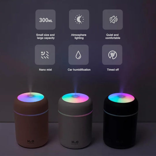 PURE AROMA 300ml Essential Oil Diffuser & Humidifier – Ultrasonic Cool Mist, Quiet Operation, LED Lights – Aromatherapy Air Freshener for Home, Office,...