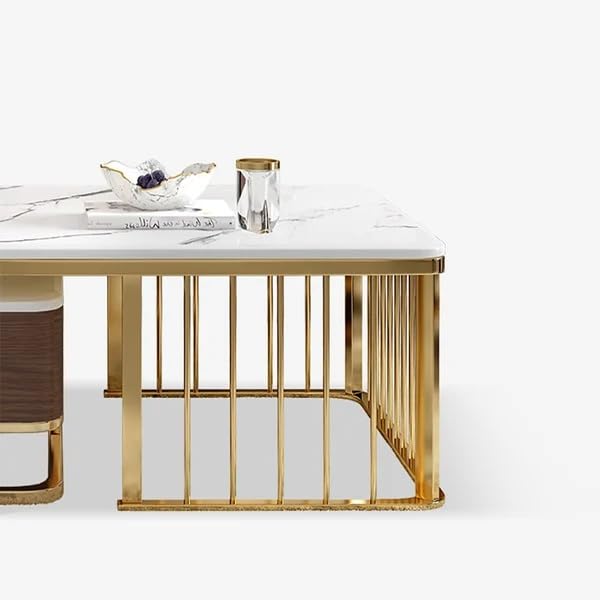 Welltrade Shoppee Iron Frame Handmade Modern Coffee Table with Marble Look Engineered Wood Top | Nesting Tea Table/Side/Center Table for Living Room, Drawing Room, Balcony (Multicolor)