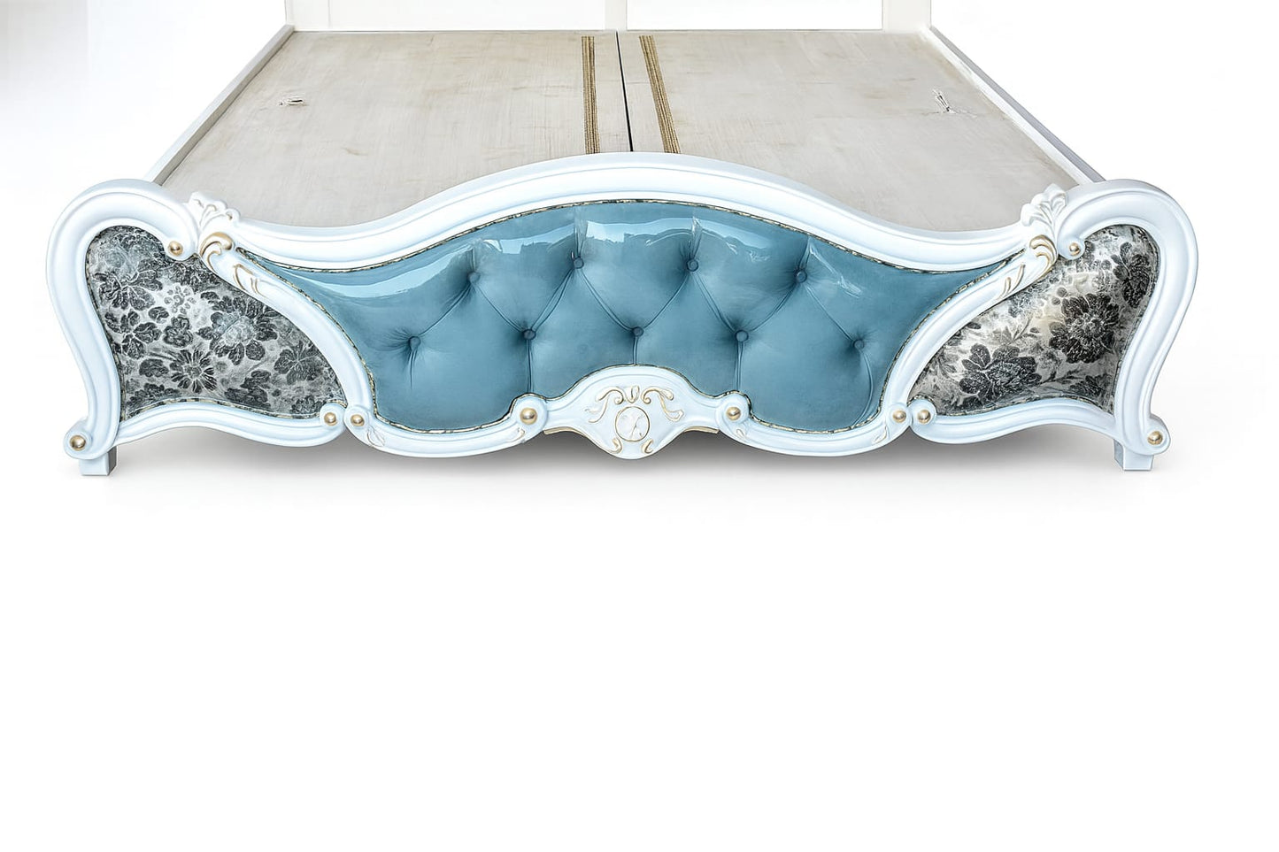 LUXORAA  Teak Wood handcarved King Size Bed | Bed with Carved headboard | Maharaja Bed for Bedroom | (153x194 x196 cm)